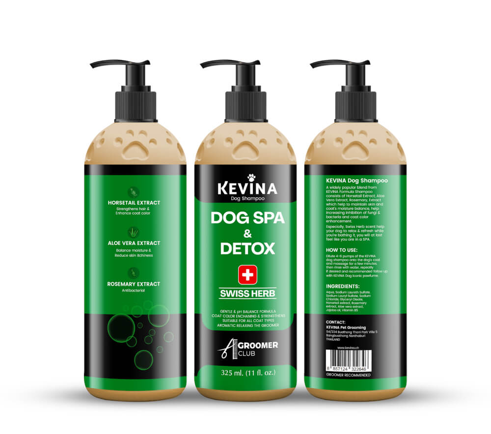 แชมพูสุนัข KEVINA สูตรสปา SWISS HERB ฟื้นฟูและบำรุงล้ำลึกจากภายใน ขนาด 325 ML._1